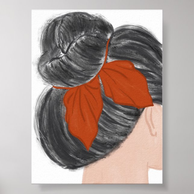 Impressão Minimalista de Arte do Cabelo de Boho (Frente)