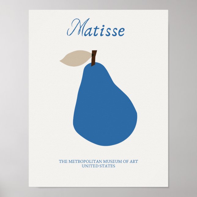 Impressão minimalista de pera azul (Frente)