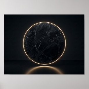 Impressão Minimalista em Tela de Mármore Preto com