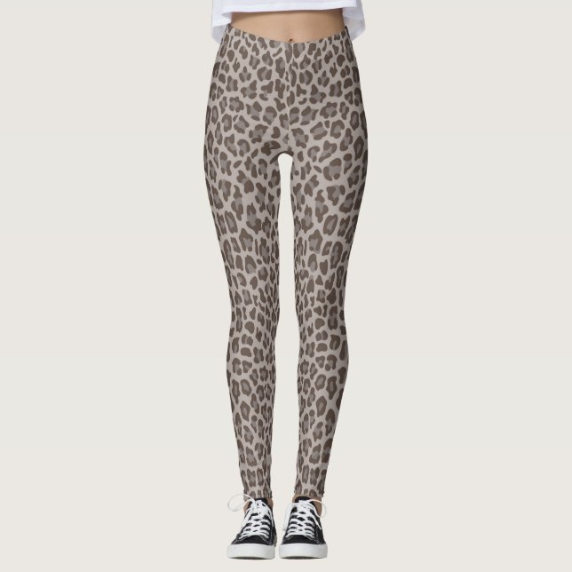Impressão Mocha Leopardo Leggings femininas (Frente)