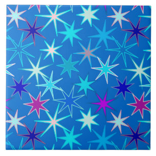 Impressão Moderna Starburst, Azul Cerúleo Profundo