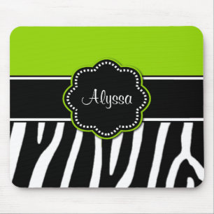 Impressão Mousepad da zebra do verde limão