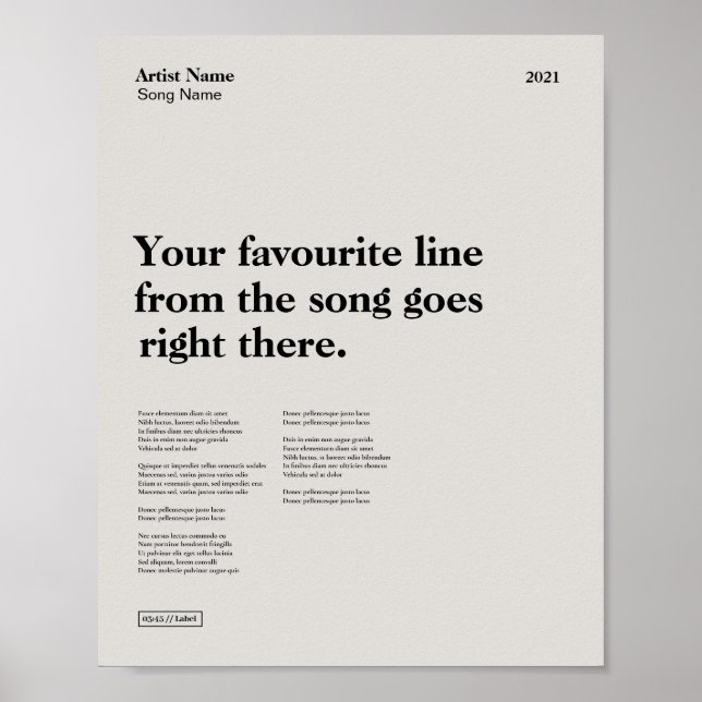 Impressão para Download de Música Personalizada, I (Frente)