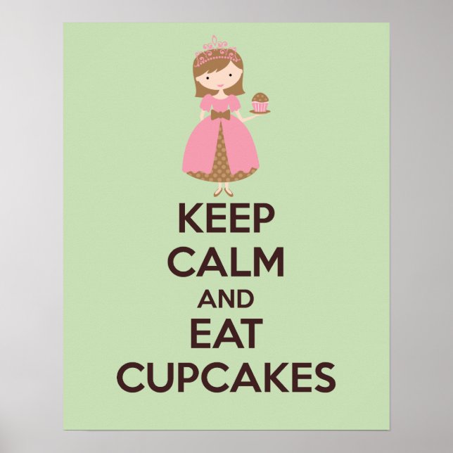 Impressão para manter calma e comer Cupcakes (Frente)