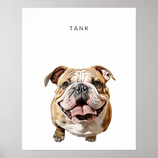 Impressão Personalizada de Bulldog Inglês (Frente)