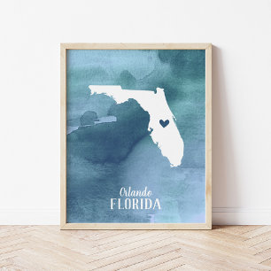 Impressão personalizado da arte do mapa de Florid