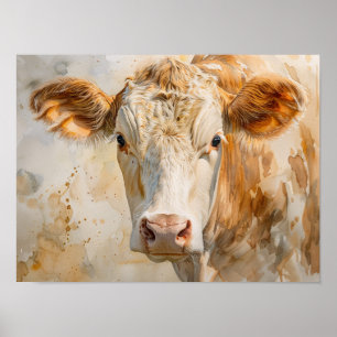 Impressão por Aquarela Retrato de Vaca