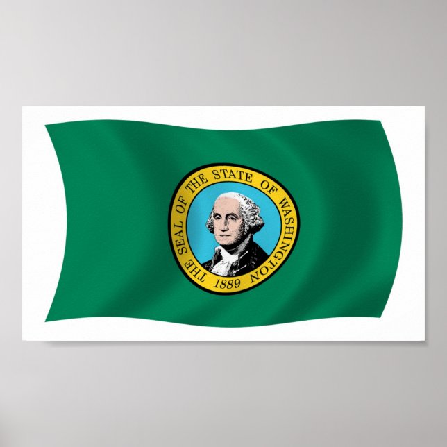 Impressão Poster da bandeira de Washington (Frente)