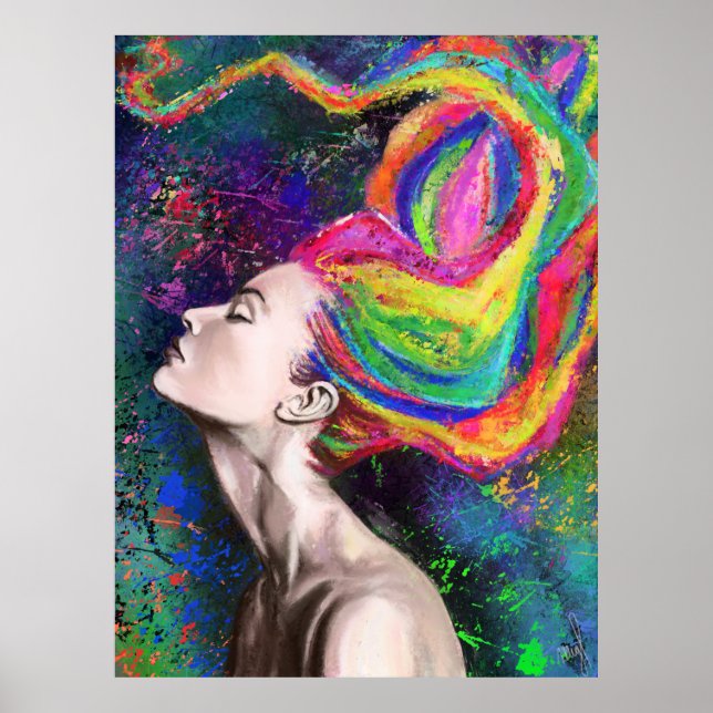 Impressão Poster de Colorida de Cabelo (Frente)
