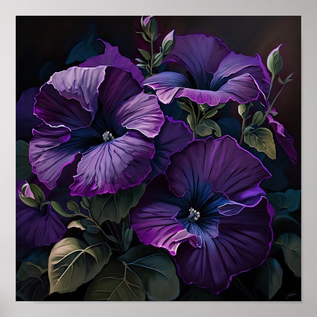 Impressão Poster de Suplente de Petunias Roxo (Frente)