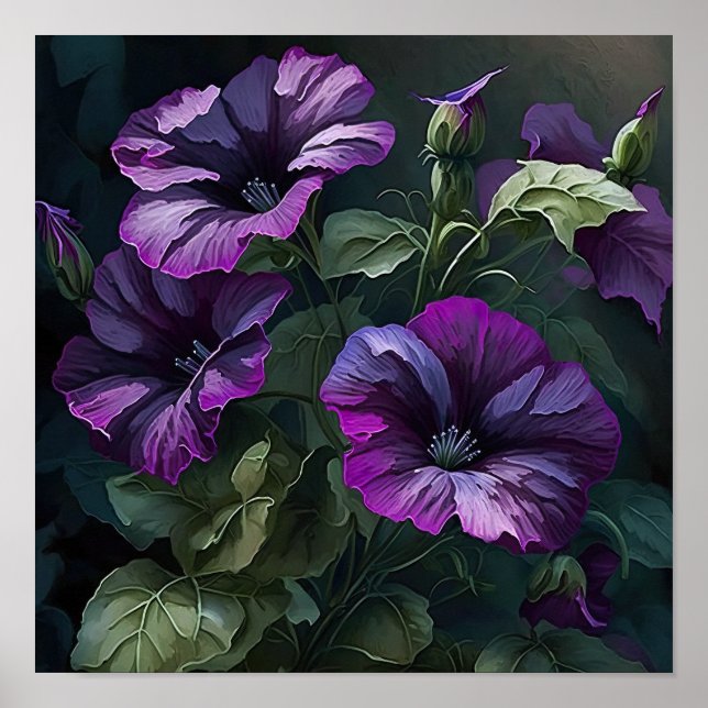 Impressão Poster de Suplente de Petunias Roxo (Frente)