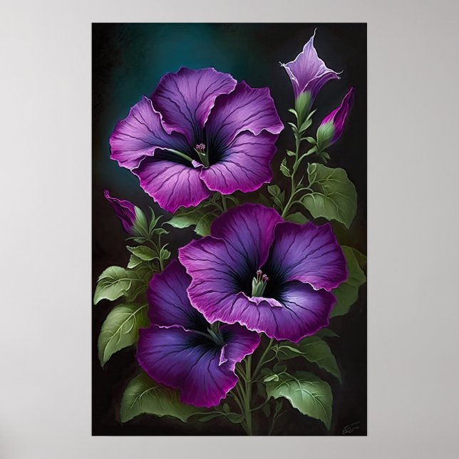 Impressão Poster de Suplente de Petunias Roxo (Frente)