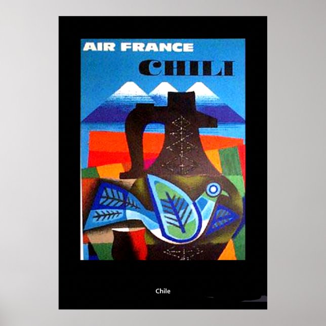Impressão Poster do Chile viagens vintage (Frente)