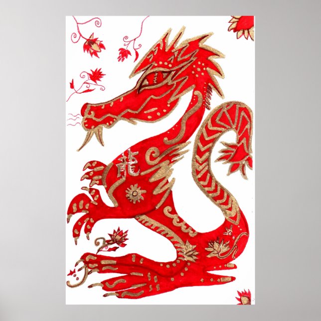 Impressão, Poster do Dragão Zodiac Chinês (Frente)