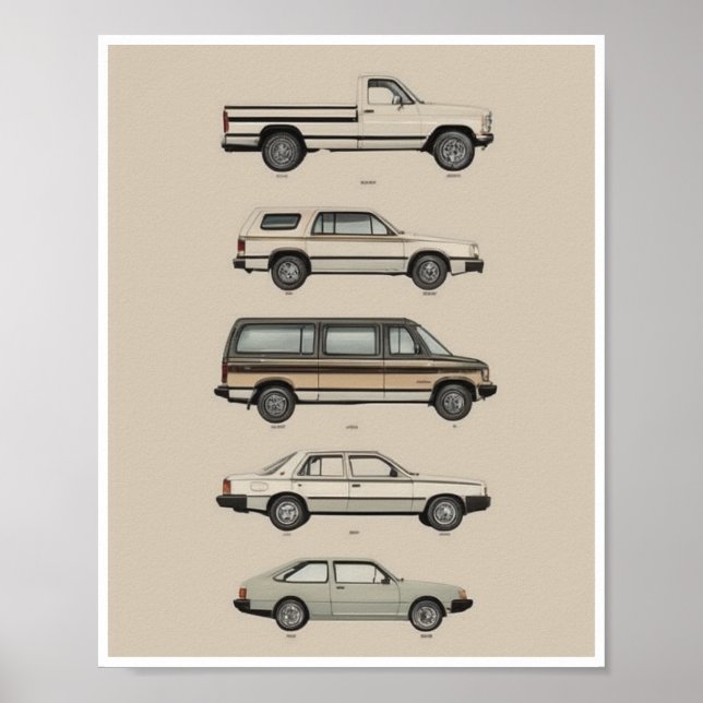 Impressão poster Retro Carros vintage descarregáve (Frente)