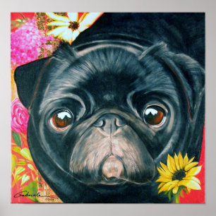 Impressão preto do Pug