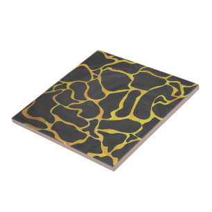 Impressão preto e amarelo do girafa