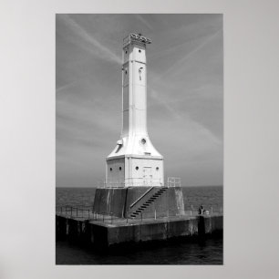 Impressão preto e branco do farol de Huron
