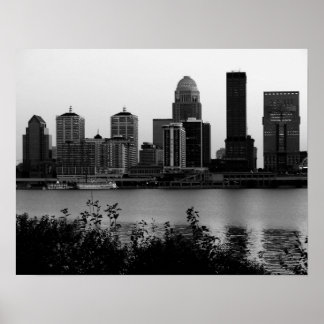 Impressão Preto e Branco do Skyline Louisville