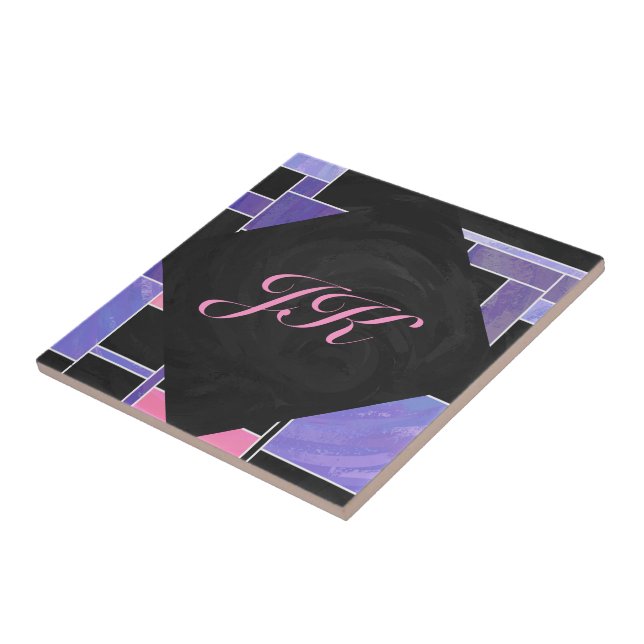 Impressão preto roxo mondriano (Lateral)