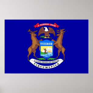 Impressão quadro com a bandeira de Michigan, EUA