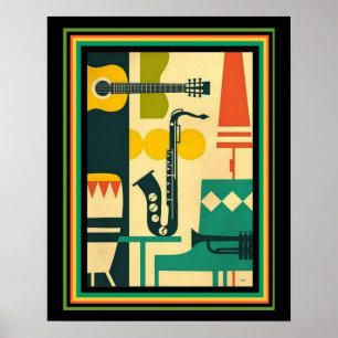 Impressão retro 16x20 do instrumento musical