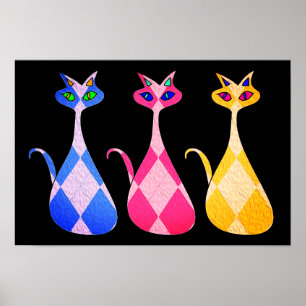Impressão retro do poster dos gatos de Argyle