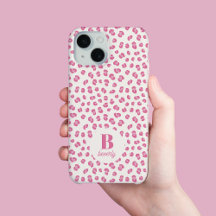 Impressão rosa-leopardo moderna monogramada