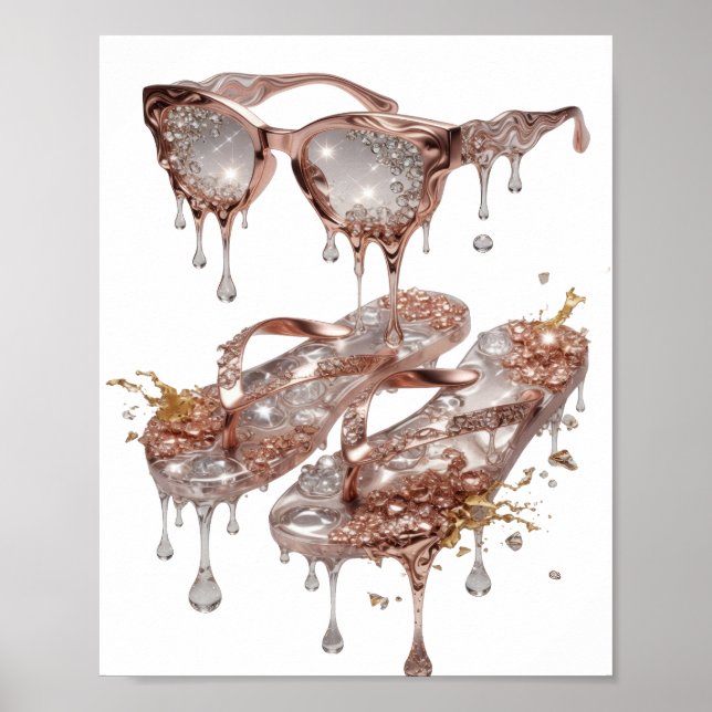 Impressão ROSE GOLD GLAMOUR Prata Divertida (Frente)