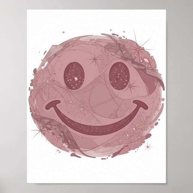 Impressão Rosto Feliz em Prata Dinâmico (Frente)