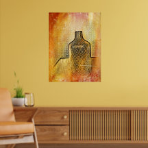 Impressão Russa Vase Quente, Abstrato Rosa