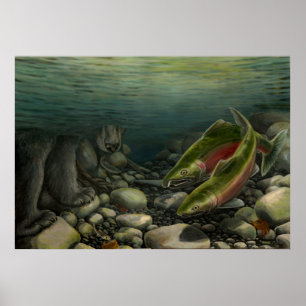 Impressão Salmon do urso da pesca dos impressões