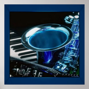 Impressão Saxofone azul