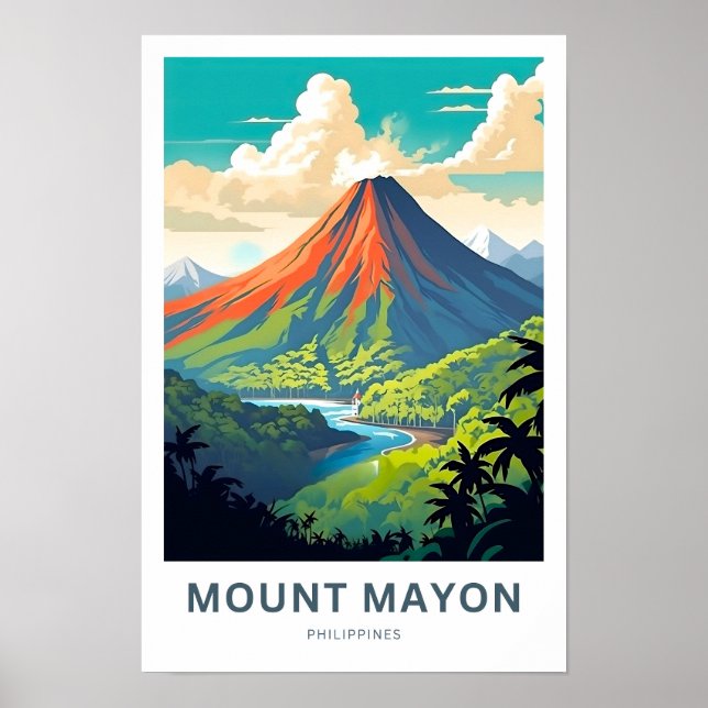 Impressão sobre o Monte Mayon Filipinas (Frente)
