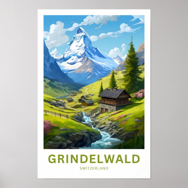Impressão Suiça de Viagem Grindelwald (Frente)