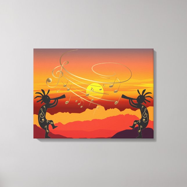 Impressão Sunset Kokopelli e Music Canvas (Frente)