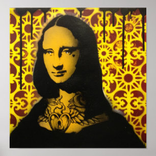 impressão tattooed do poster de Mona lisa
