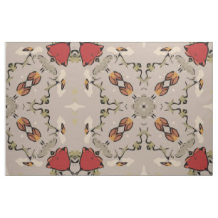 Impressão tecido geométrico de tulipas vermelhas