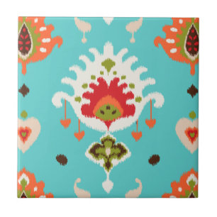 Impressão tribal do ikat de turquesa vibrante