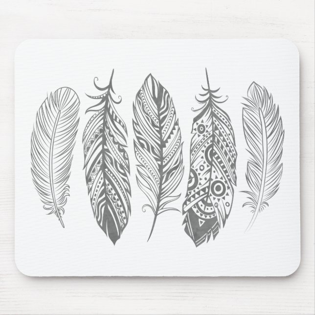 Impressão tribal Mousepad da pena cinzenta da (Frente)
