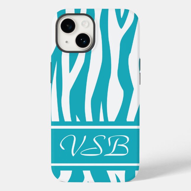Impressão Turquesa Zebra Impressa com monograma (Verso)