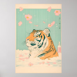 Impressão Ukiyo-e do Tigre na Banheira Banheiro Ja