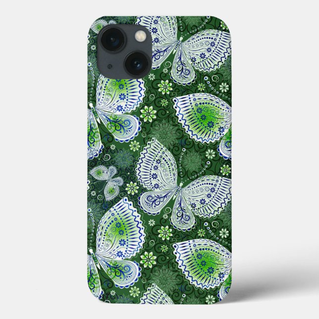 Impressão Verde de Borboleta de Paisley (Verso)