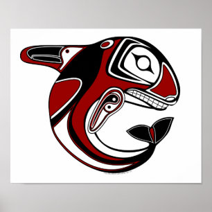 Impressão vermelho das canvas do Totem da baleia