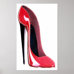 Impressão vermelho dos calçados do estilete do