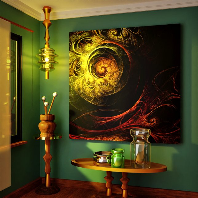 Impressão Vermelho Floral Abstrato (Sunrise Floral Red Abstract Wrapped Canvas Print)