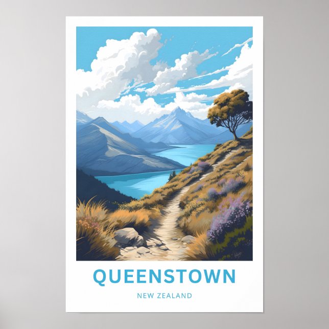Impressão Viagem da Nova Zelândia de Queenstown (Frente)