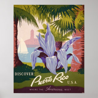 Impressão Viagens vintage de arte de Porto Rico