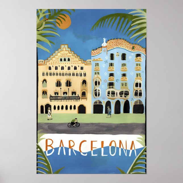 Impressão Vintage de Barcelona (Frente)