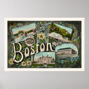 Impressão Vintage do Lago dos Sapos de Boston